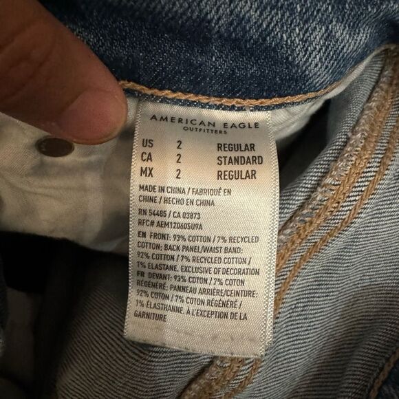 American Eagle 90's Straight Jeans Women's Strigid Stitch Detail Denim Size 2 - Picture 9 of 13